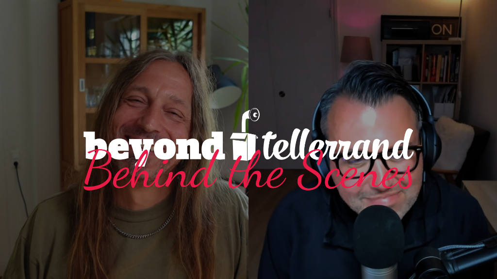 A screenshot of this episode with Marc Thiele on the left and Keir Whitaker on the right. Above both of them you can see the beyond tellerrand logo and the title of this show “Behind the Scenes”.