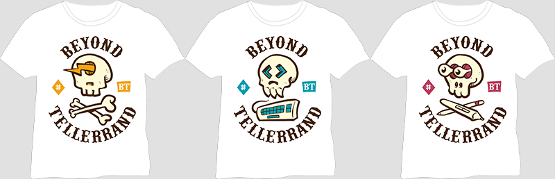 An image showing all three versions of the attendee’s t-shirts for Berlin 2018