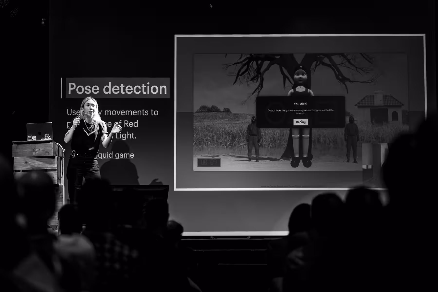 Photo of Charlie Gerard taken at beyond tellerrand in Berlin 2023 by Florian Ziegler