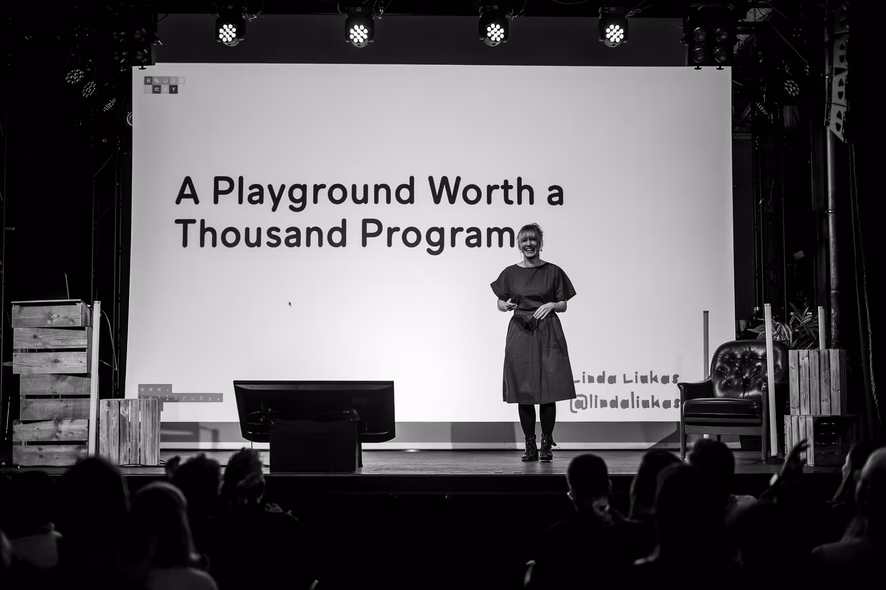 Photo of Linda Liukas taken at beyond tellerrand in Berlin 2024 by Florian Ziegler