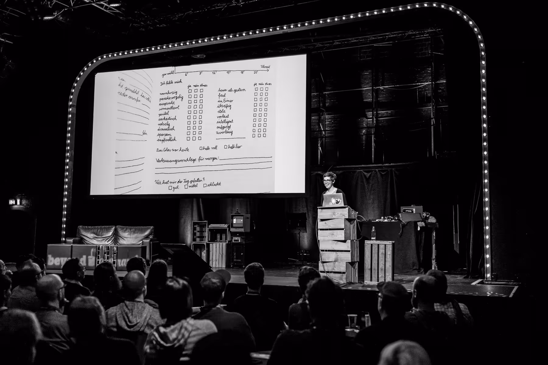 Photo of Doro Ottermann taken at beyond tellerrand in Düsseldorf 2019 by Florian Ziegler