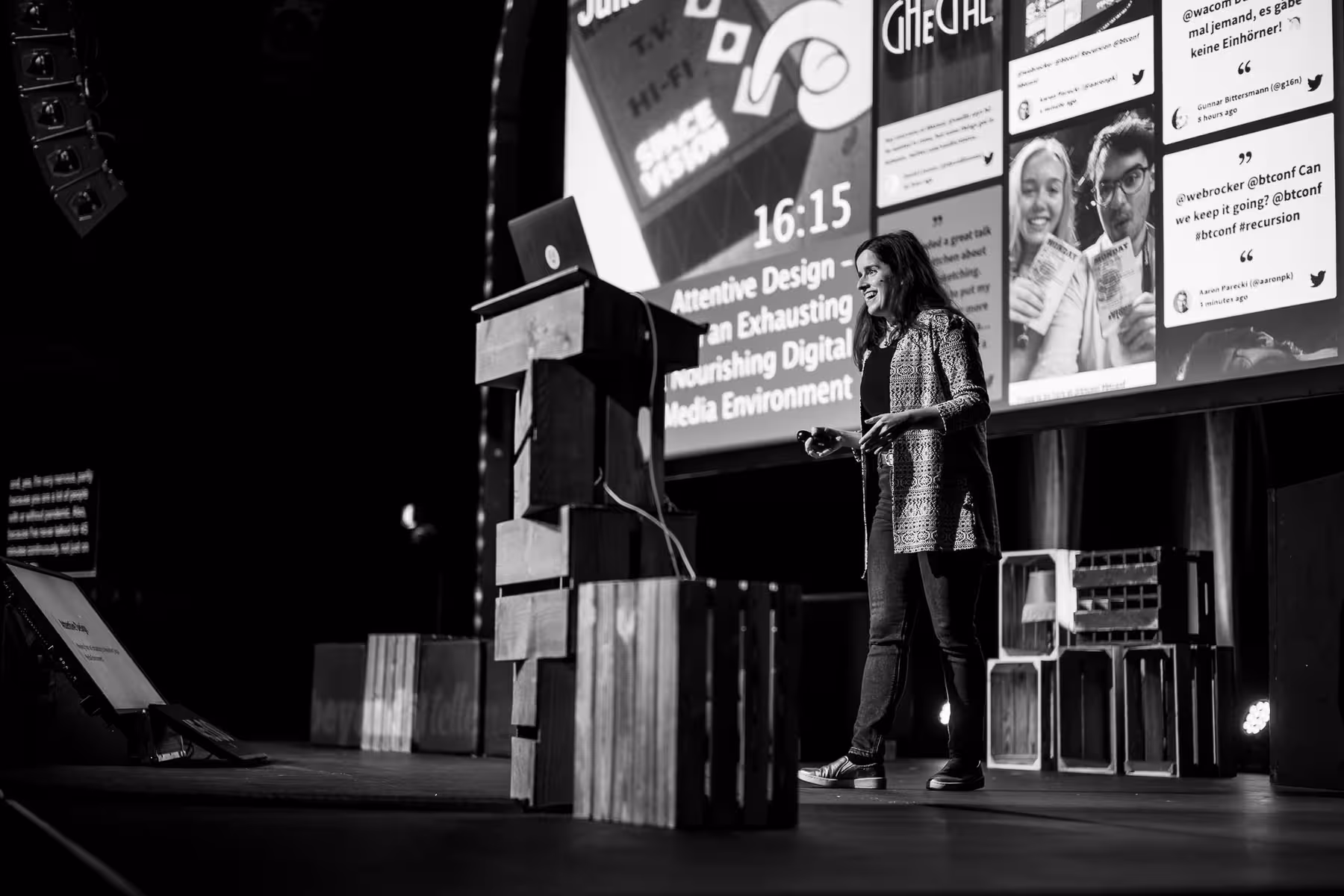 Photo of Júlia Racskó taken at beyond tellerrand in Düsseldorf 2021 by Florian Ziegler