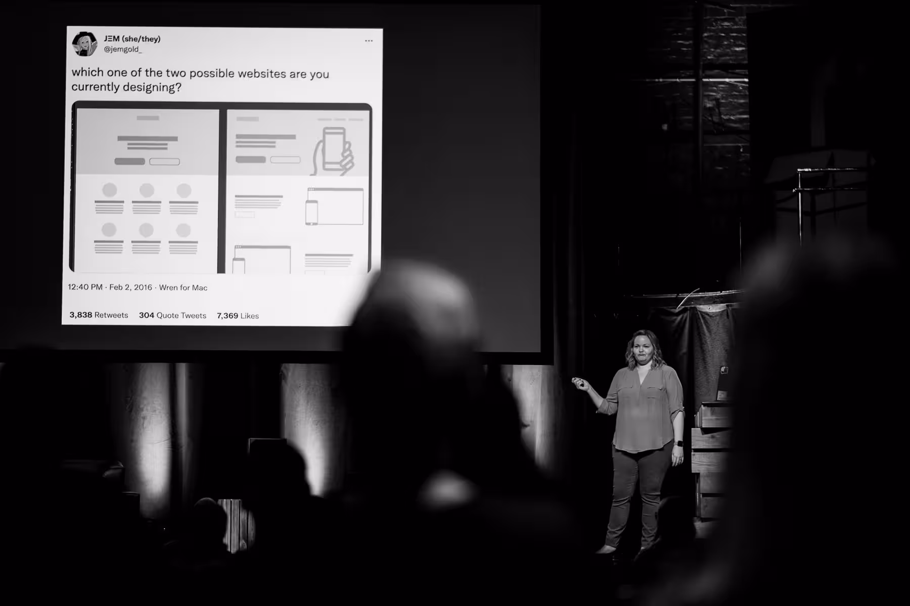 Photo of Stephanie Eckles taken at beyond tellerrand in Düsseldorf 2022 by Florian Ziegler