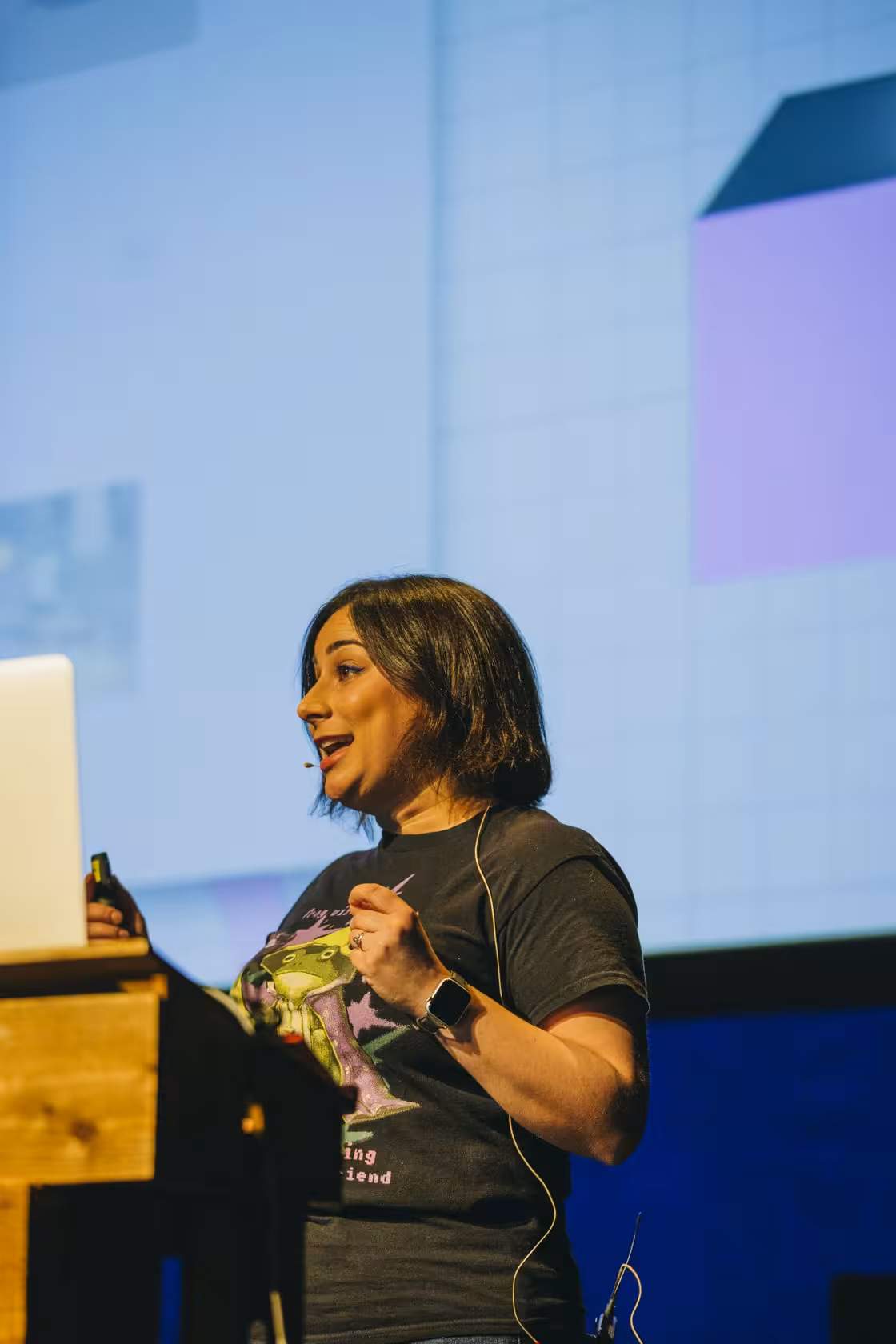 Photo of Sophie Koonin taken at beyond tellerrand in Berlin 2023 by Celine Al-Mosawi