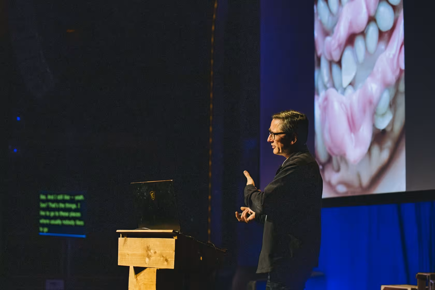 Photo of Mario Klingemann taken at beyond tellerrand in Berlin 2023 by Celine Al-Mosawi