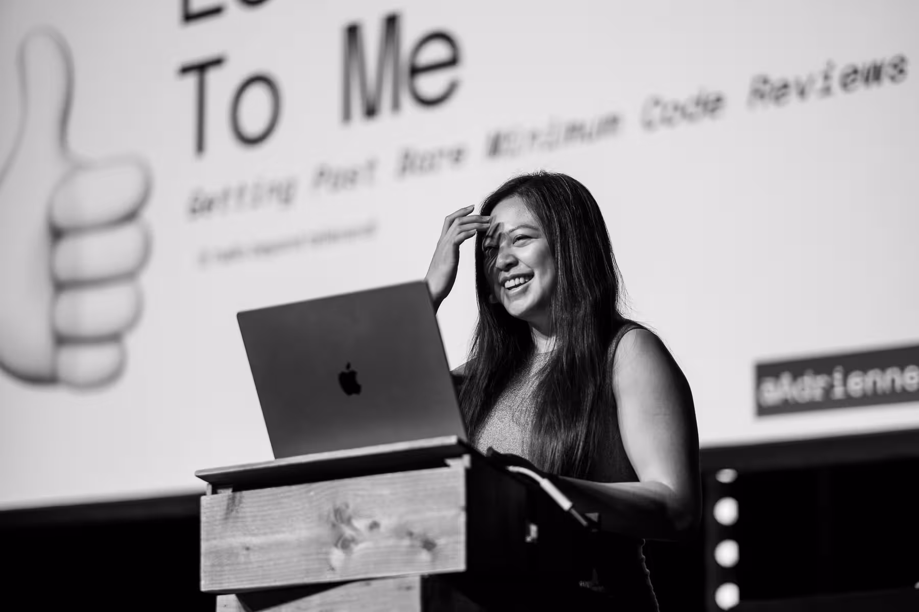 Photo of Adrienne Tacke taken at beyond tellerrand in Düsseldorf 2023 by Florian Ziegler